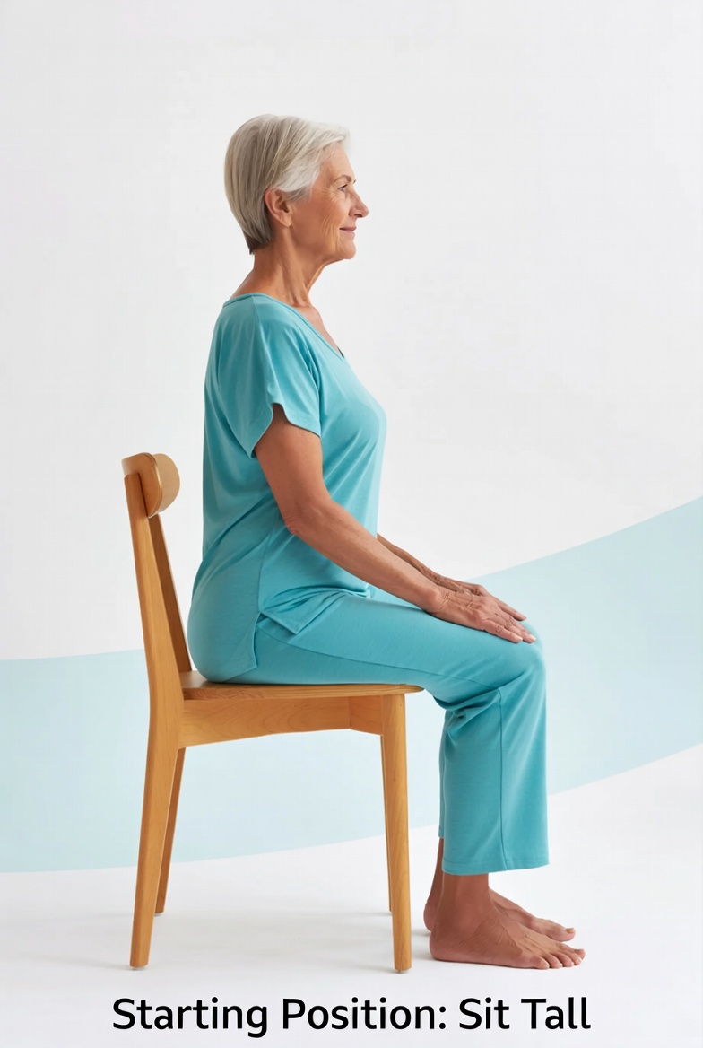 Seated side Stretch Chair Yoga for Seniors- gentle low impact exercise at home