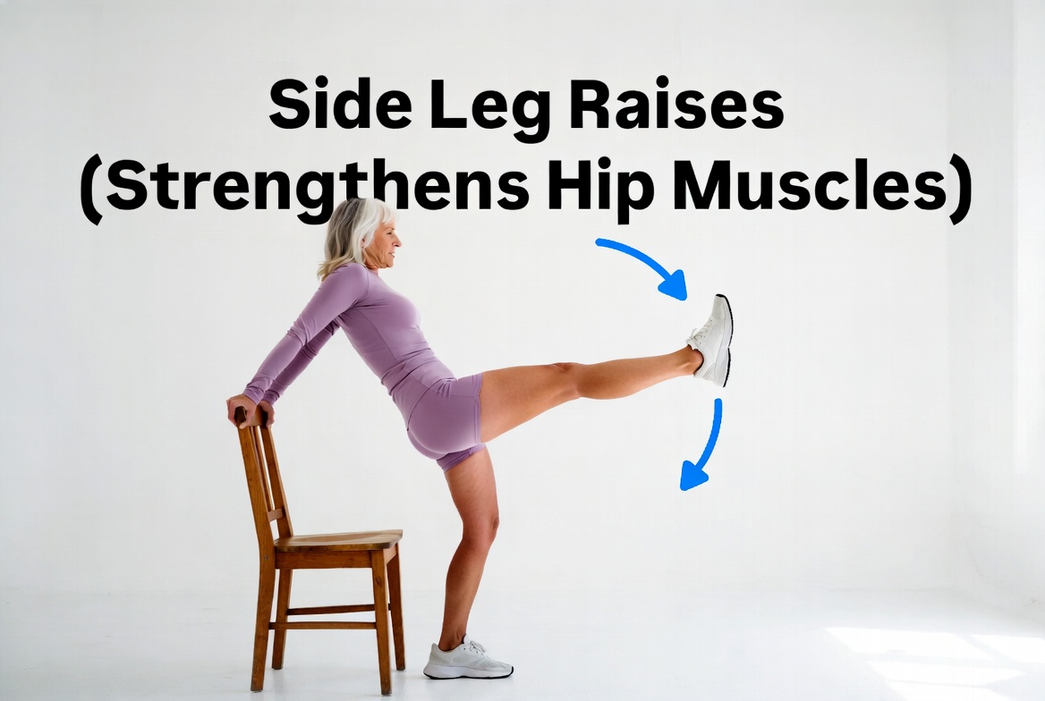Side Leg Raises Exercises for seniors- improves balance strength and stability