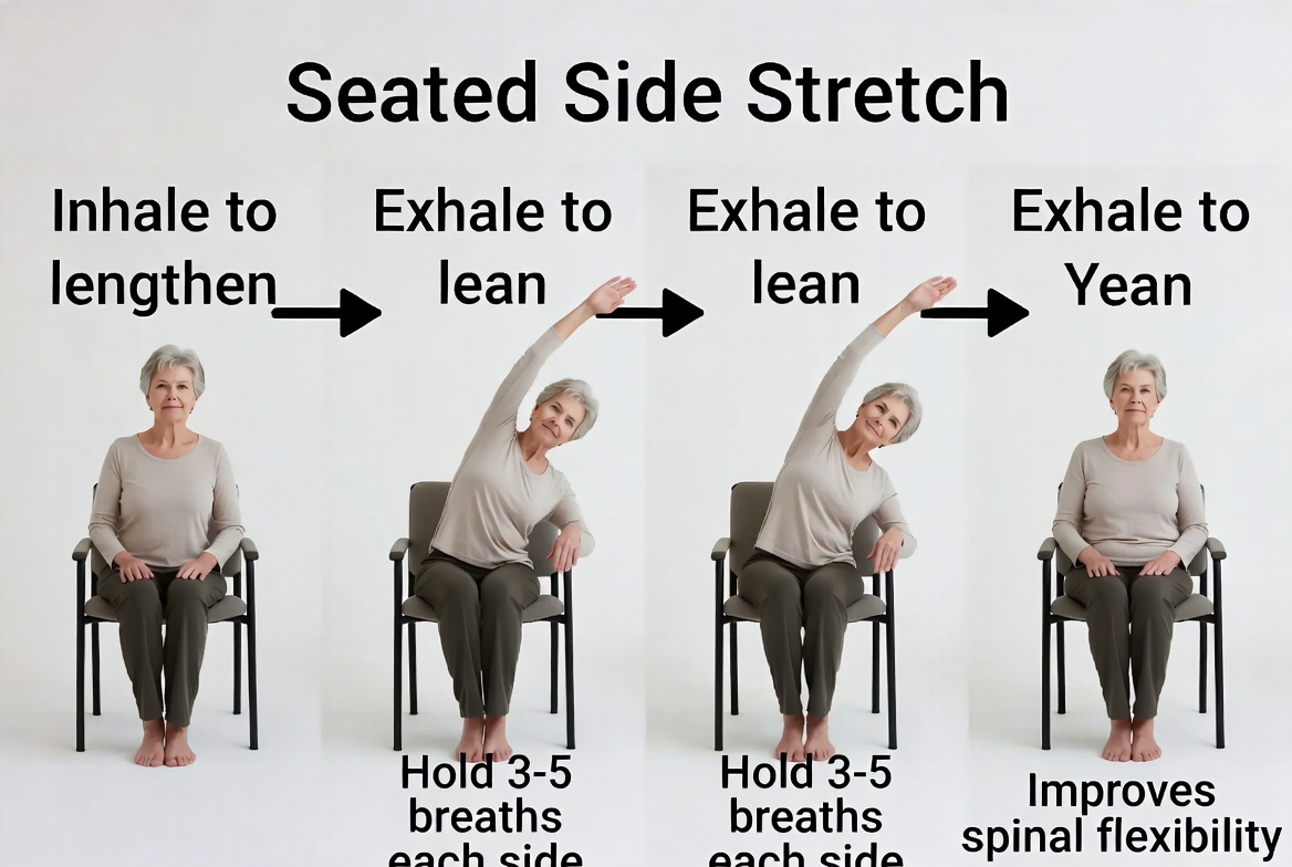 4-Seated-Side -Stretch-Chair- Yoga-Exercise -for Seniors