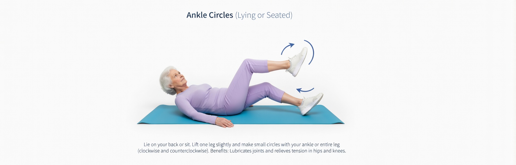 Ankle Circles or Hip Circles(Lying or Seated)exercise for knee hip pain relief for Seniors