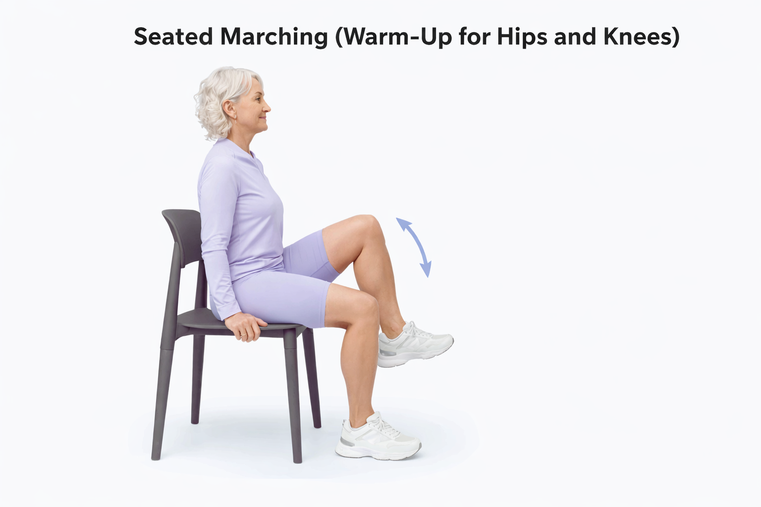 Seated marching exercise for knee and hip pain relief for seniors