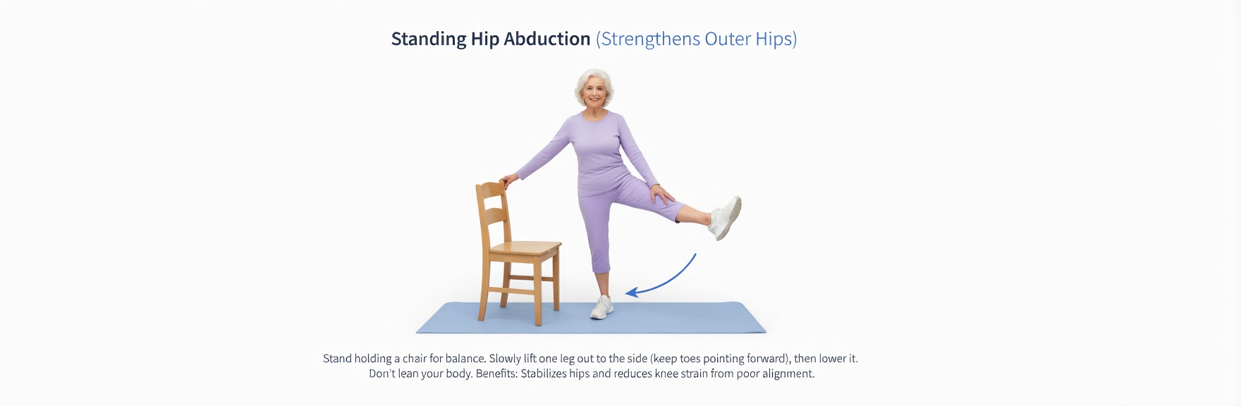 Standing Hip Abduction for knee hip pain relief exercise for Seniors