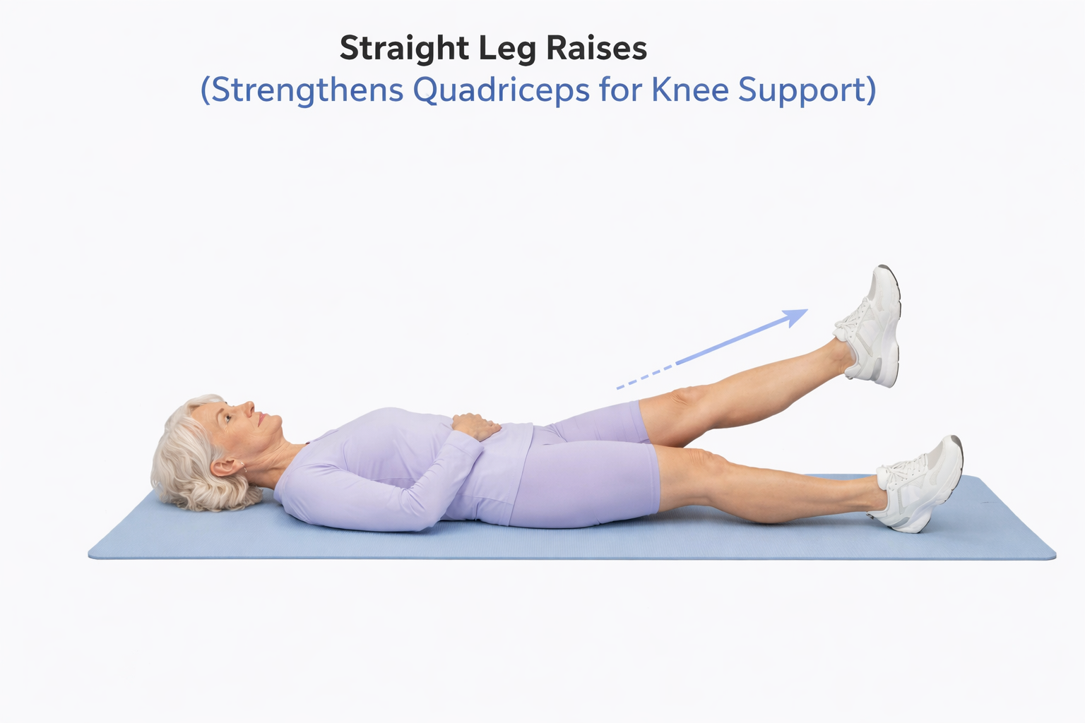 Straight leg raise for knee hip pain relief exercise for seniors