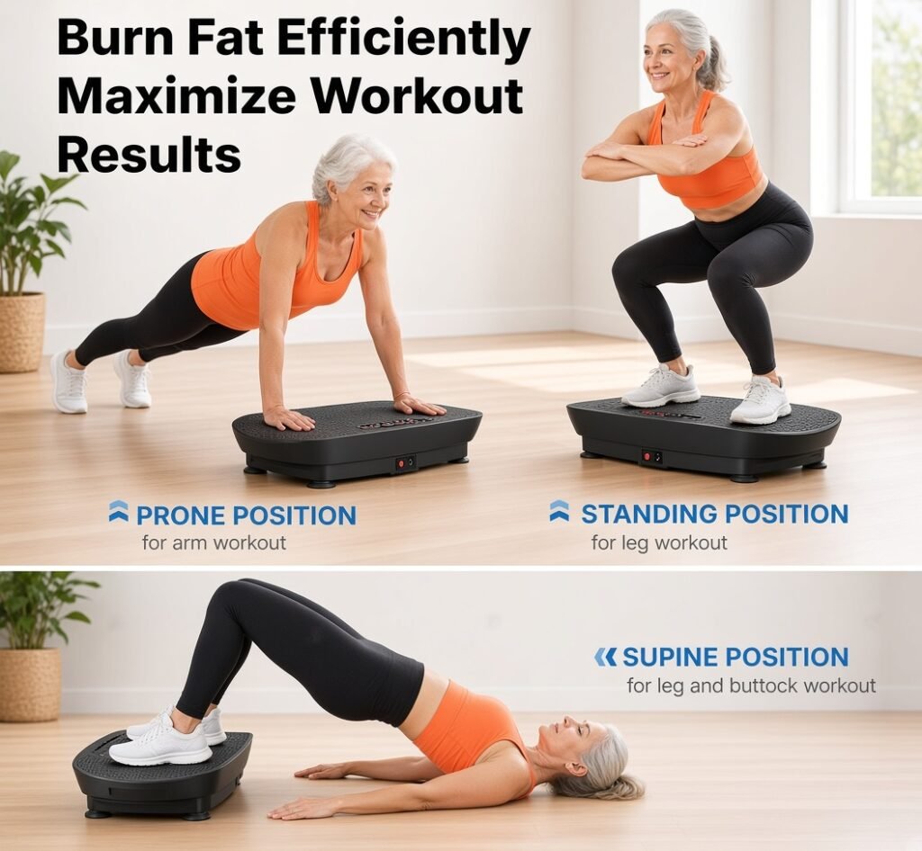 A senior citizen using Merach CV30 vibration plate for weight loose