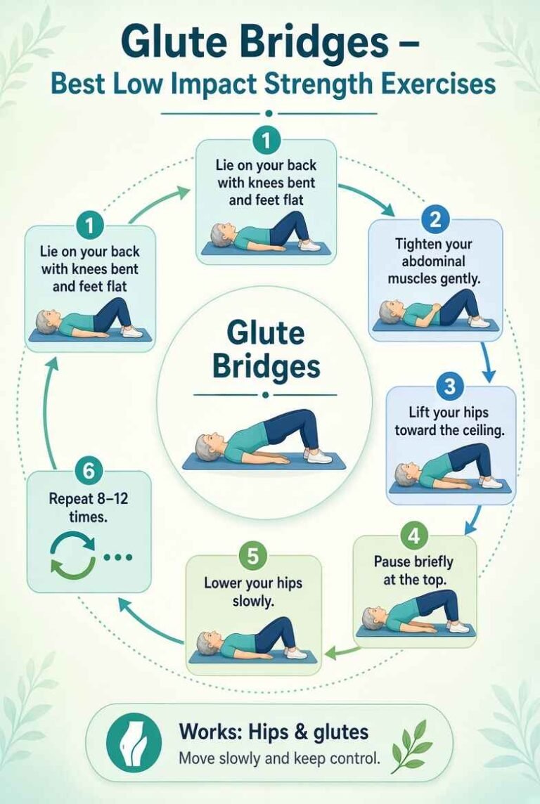 best low impact strength exercises by Glute bridges