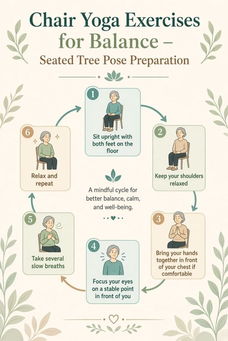 chair yoga for balance for seniors exercises purpose seated Tree Pose Preparation