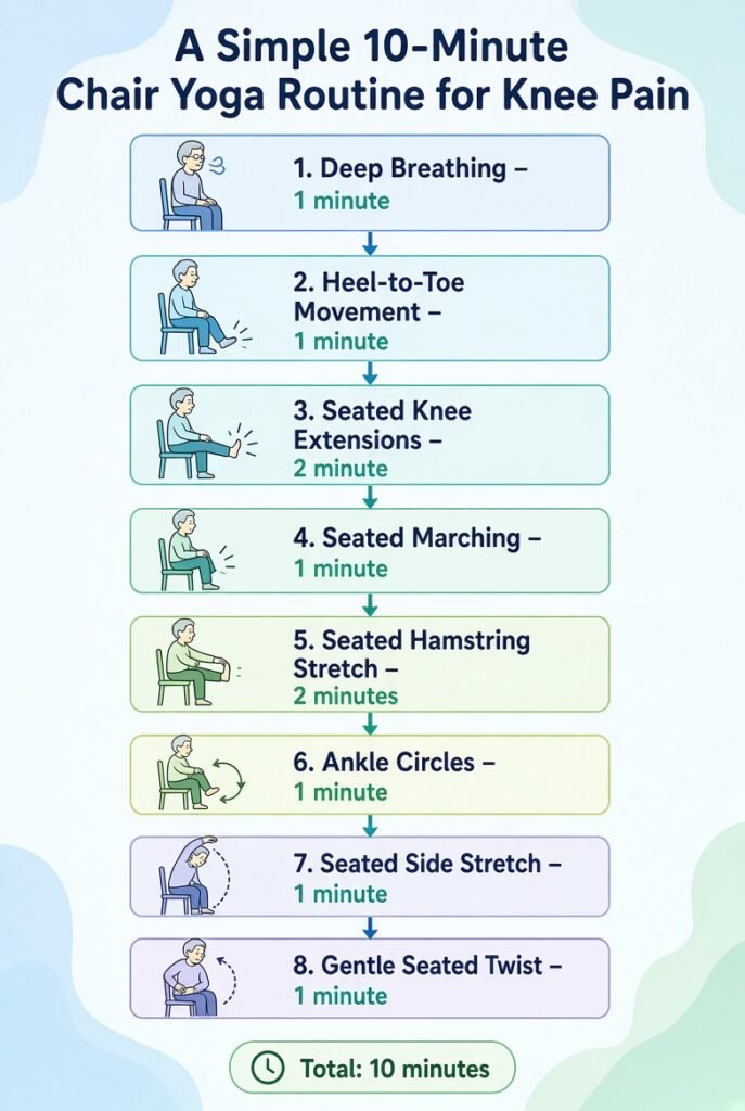 simple 10 minutes routine for chair yoga exercises