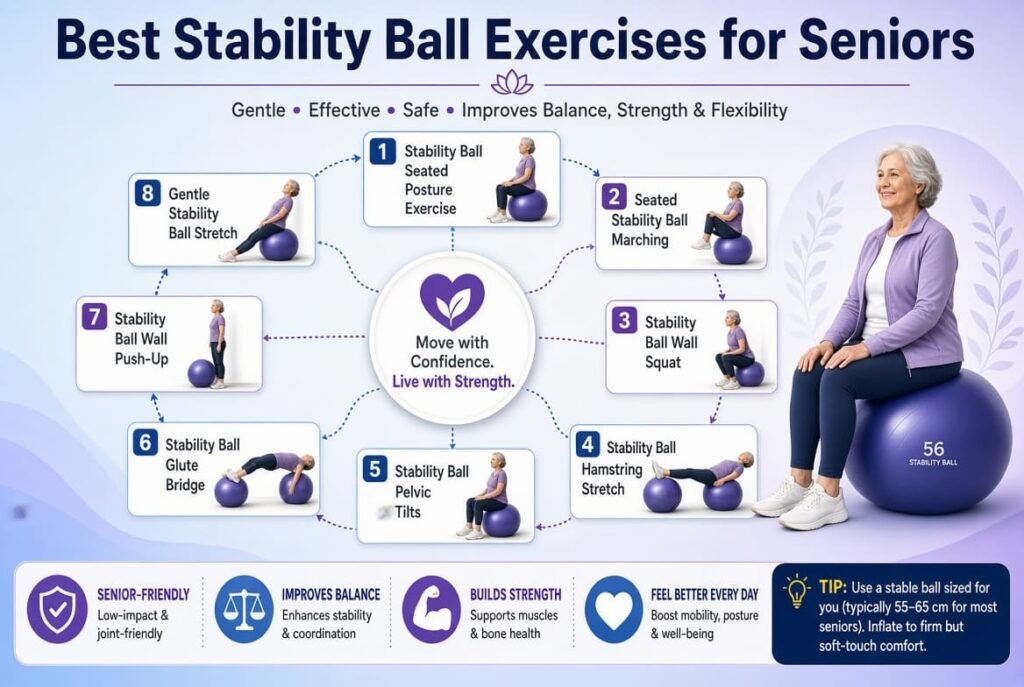 best stability ball exercises for seniors at home or everywhere