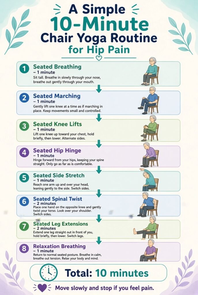 10 minutes Chair Yoga exercises for Hip Pain routine