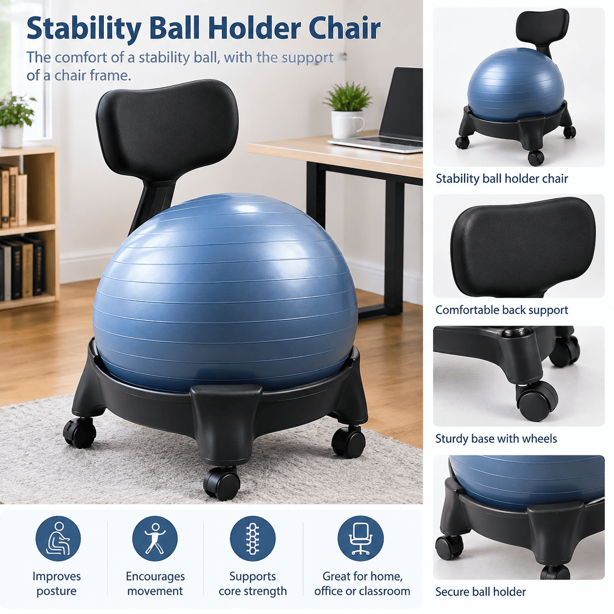 stability ball holder chair using at home