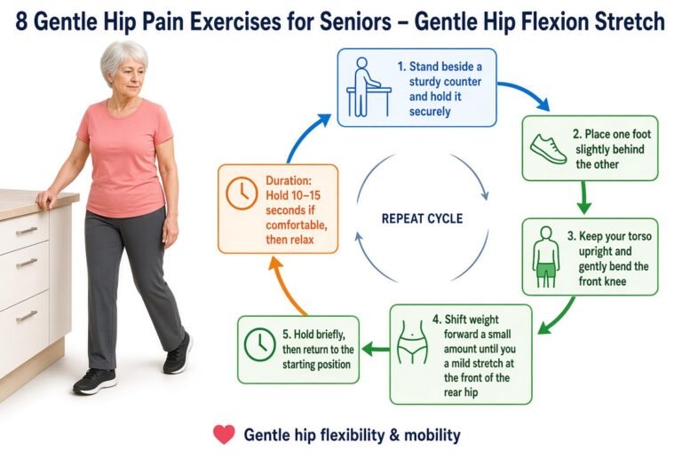 Gentle Hip Flexion Stretch of hip pain exercises for seniors