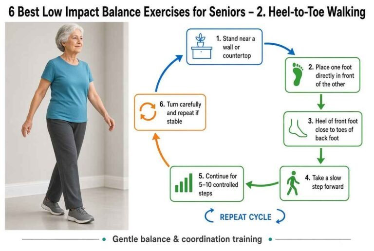 Heel To Toe Walking for low impact balance exercises for seniors