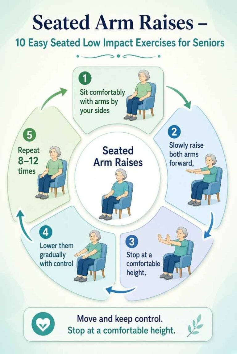 seated arm raises for low impact exercises for seniors