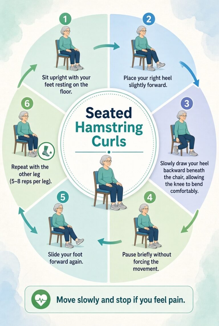 Seated Hamstring Curls exercise for Chair Yoga for Knee Pain for seniors