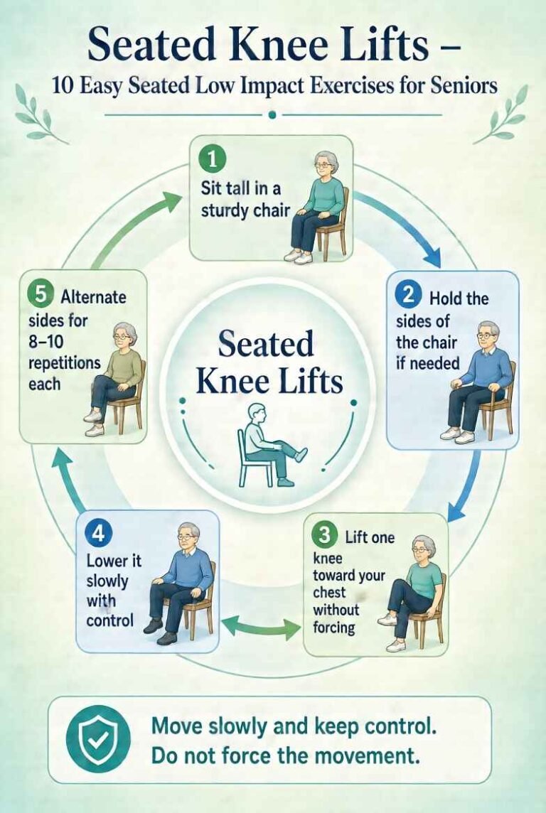 seated knee lifts for low impact exercises for seniors