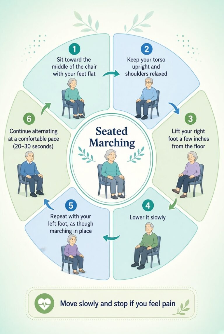 Seated Marching exercise for chair yoga for knee pain for seniors
