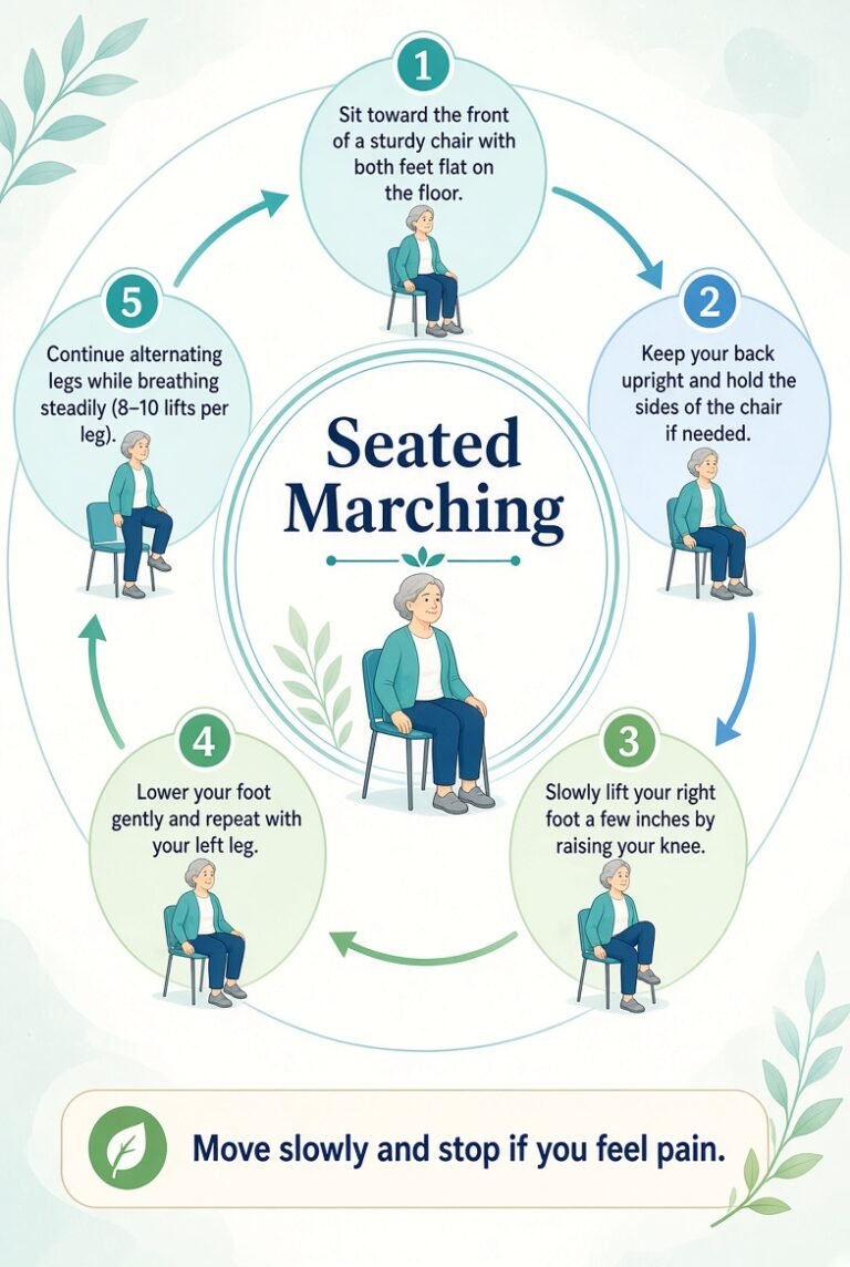 Seated Marching of hip mobility exercises for older adults