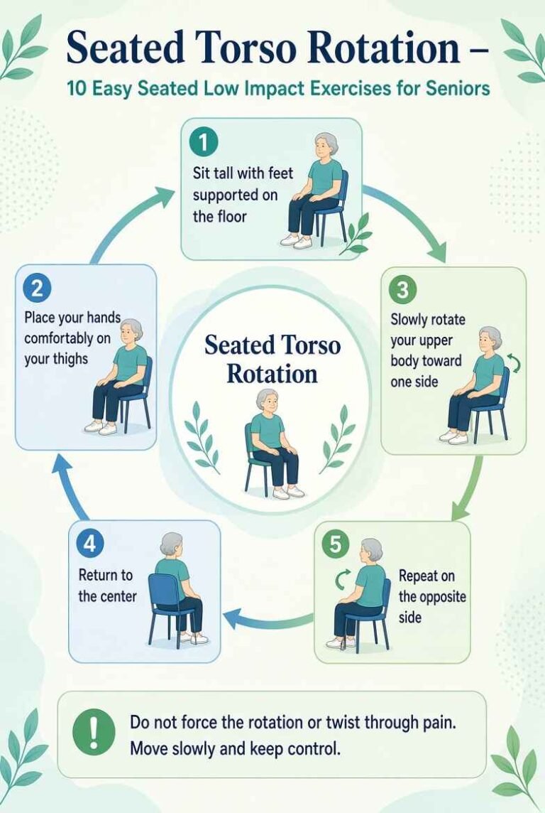 seated Torso rotation for low impact exercises for seniors