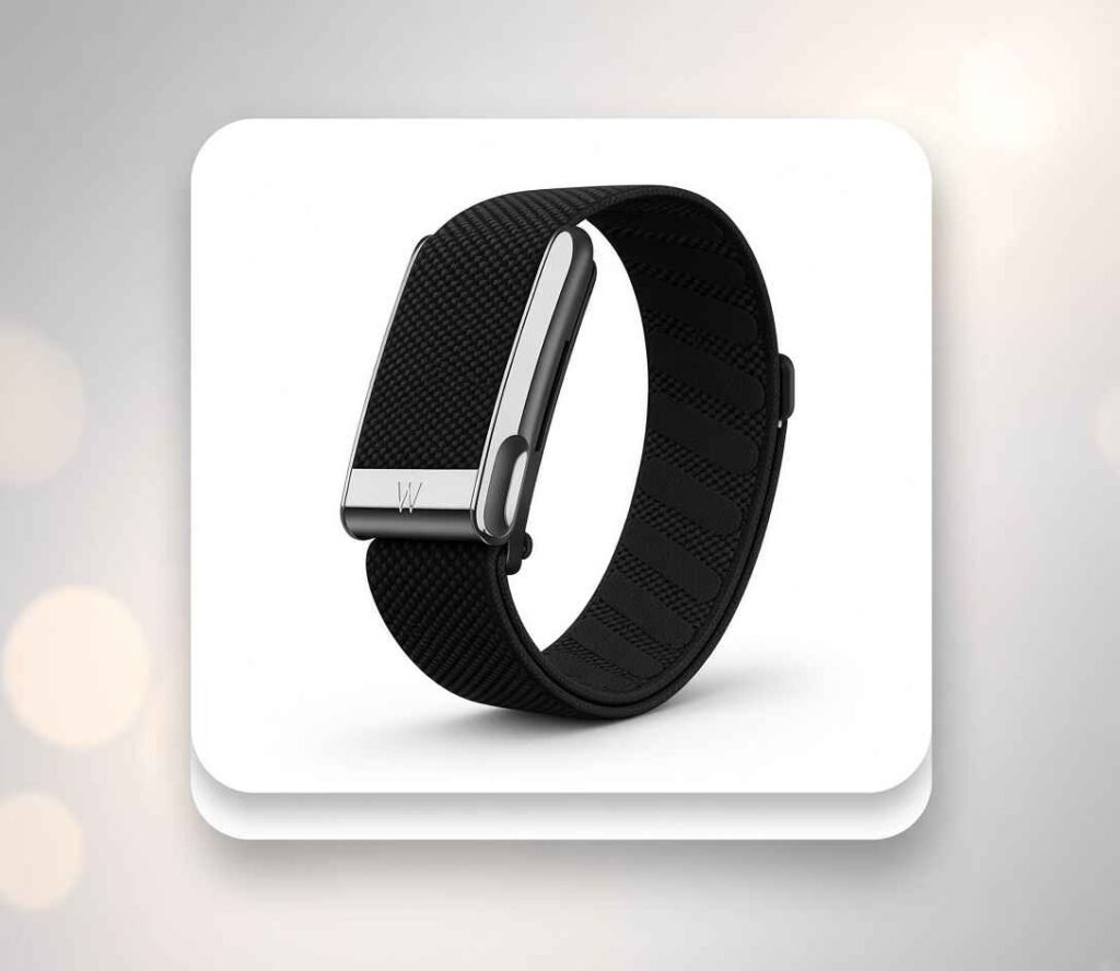 A WHOOP 5.0/MG Activity Tracker with white background