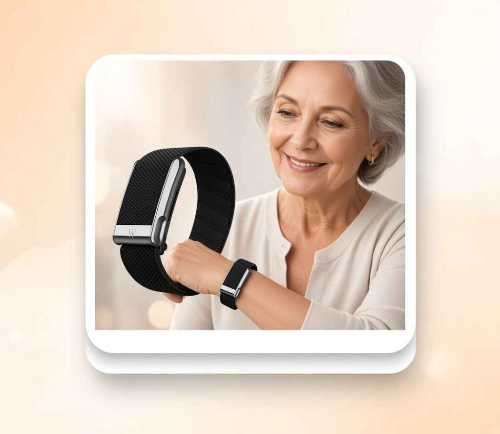 A senior lady wearing WHOOP 5.0MG Activity Tracker